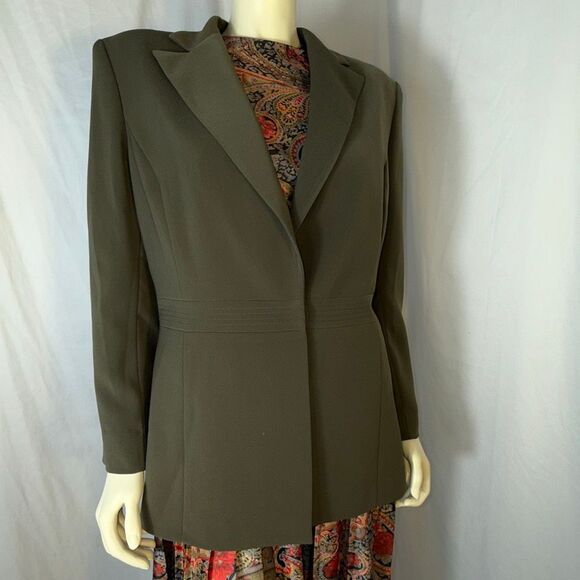 Vintage 90’s Collections for Le Suit Women’s Blazer Jacket Size 14 Taupe Olive O - Picture 1 of 12